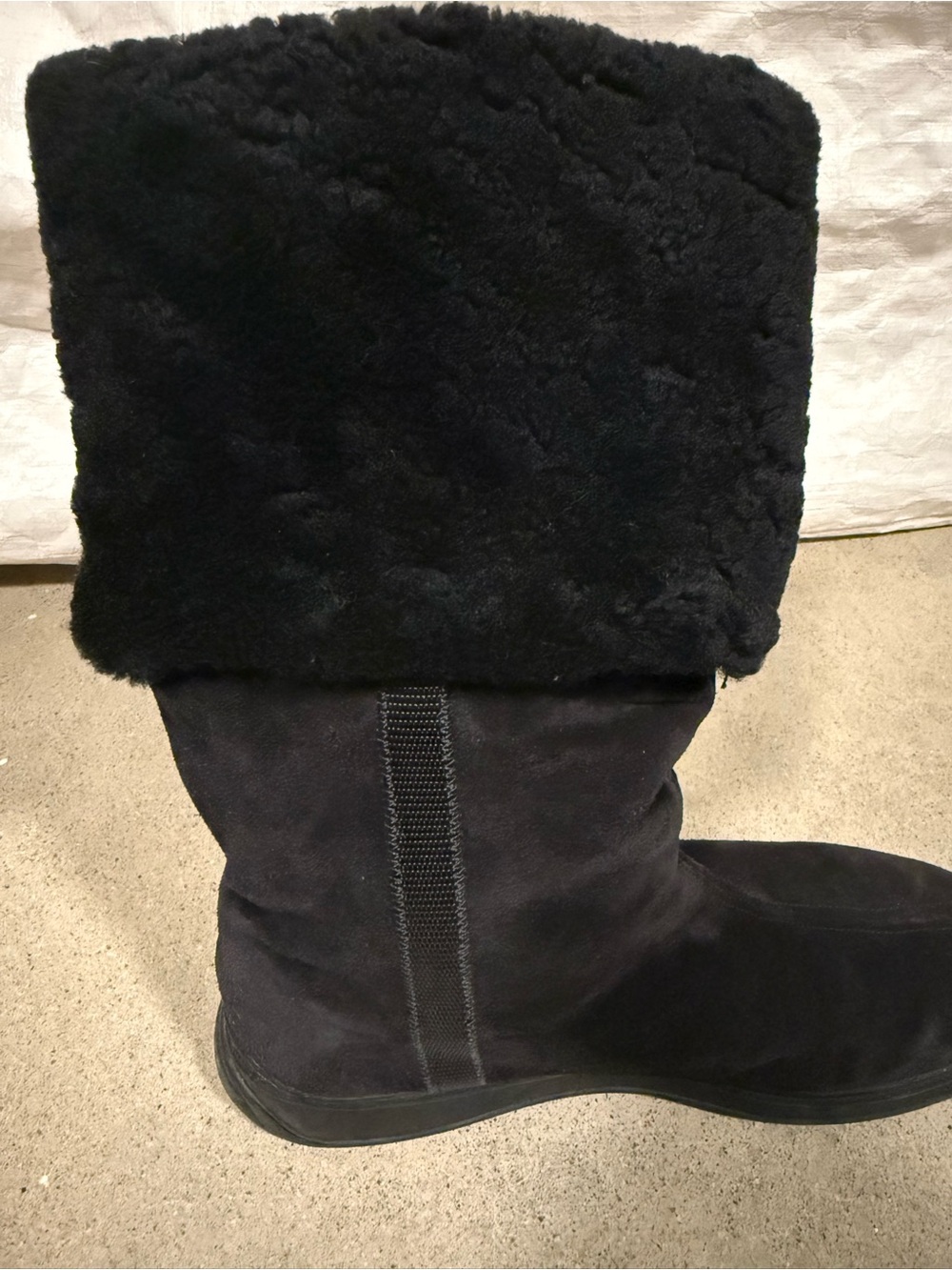 Prada Black Suede Mid-Calf Boots with Faux-Fur Cuff - Picture 5 of 8